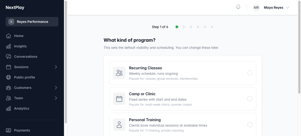 Choosing a program type when you create a program